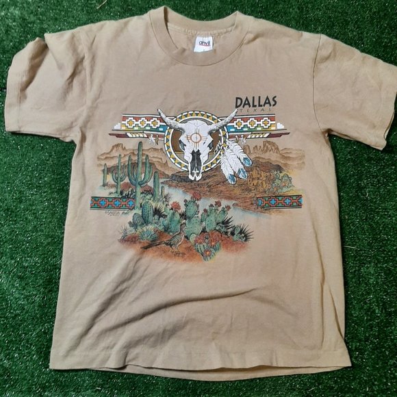 Vintage Other - Mens Anvil Shirt Size Medium Dallas Texas Brown Trendy Tourist Comfortable